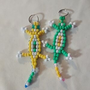 Handmade Beaded Lizard Keychains Set